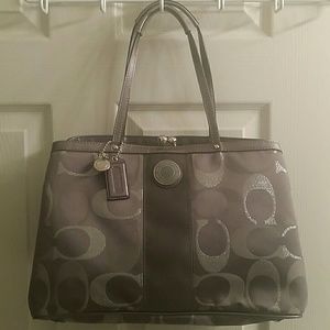 Coach Handbag Gray & Silver Signature C
